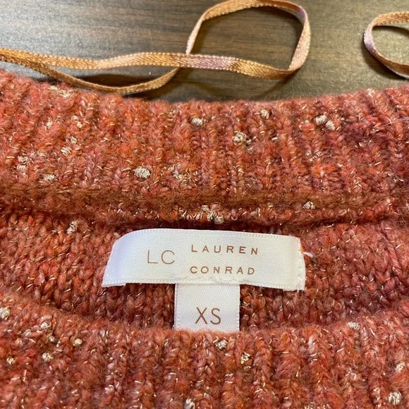 Lauren Conrad Apricot Sweater with Subtle Sparkling Threads throughout. XS - Picture 4 of 5